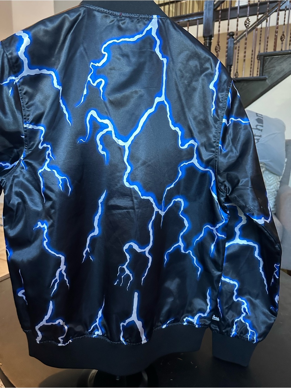 Mitchell & Ness Black Jacket with Blue Lightning Rockets - Picture 2 of 3